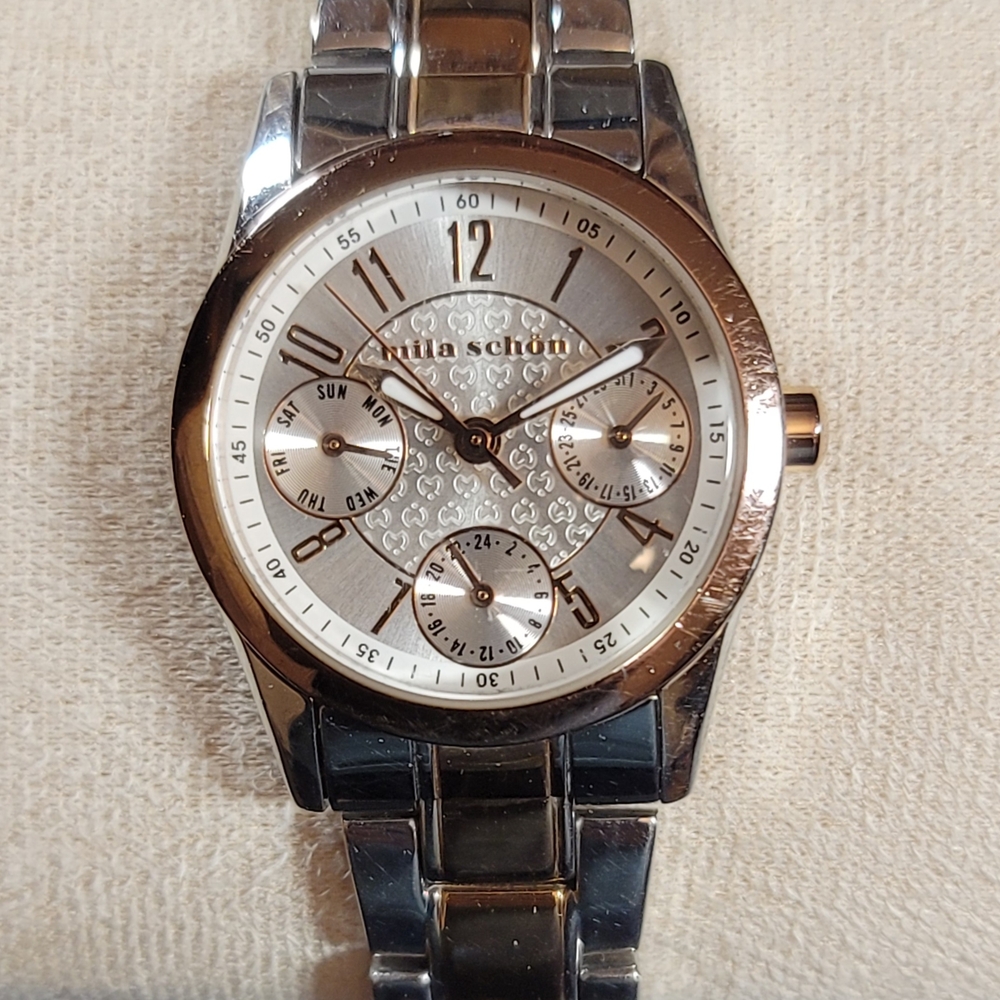 Vintage Mila Schön MS.1041L Women's Two-Tone Quartz Watch – Multi-Function Dial